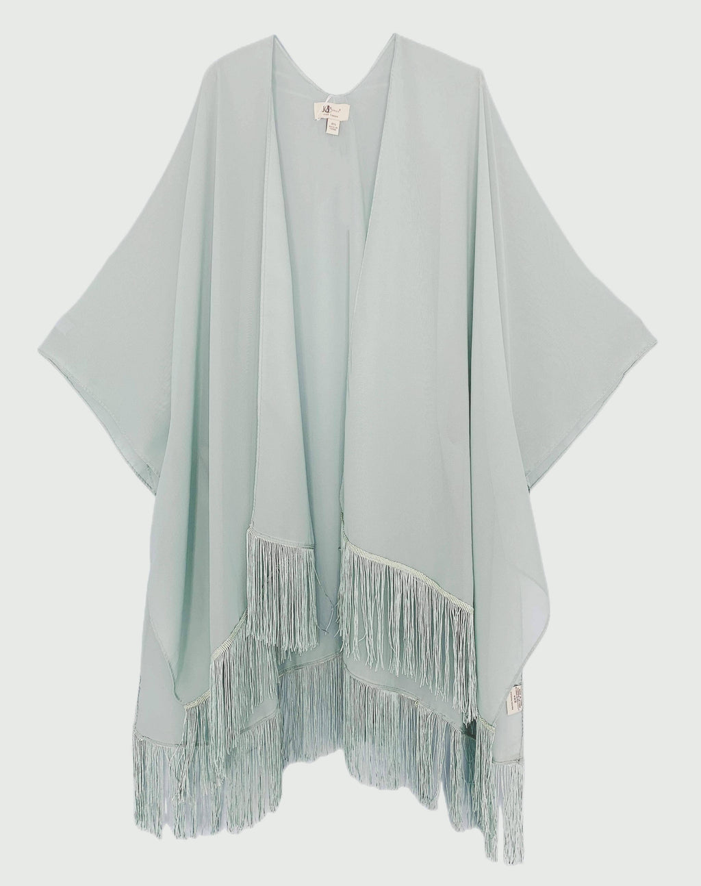 22 Colors-JC070901 Fringe-Detailed Solid Chiffon Kimono