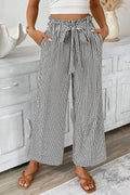 Black White Striped Tie Knot Wide Leg Pants | S-4X