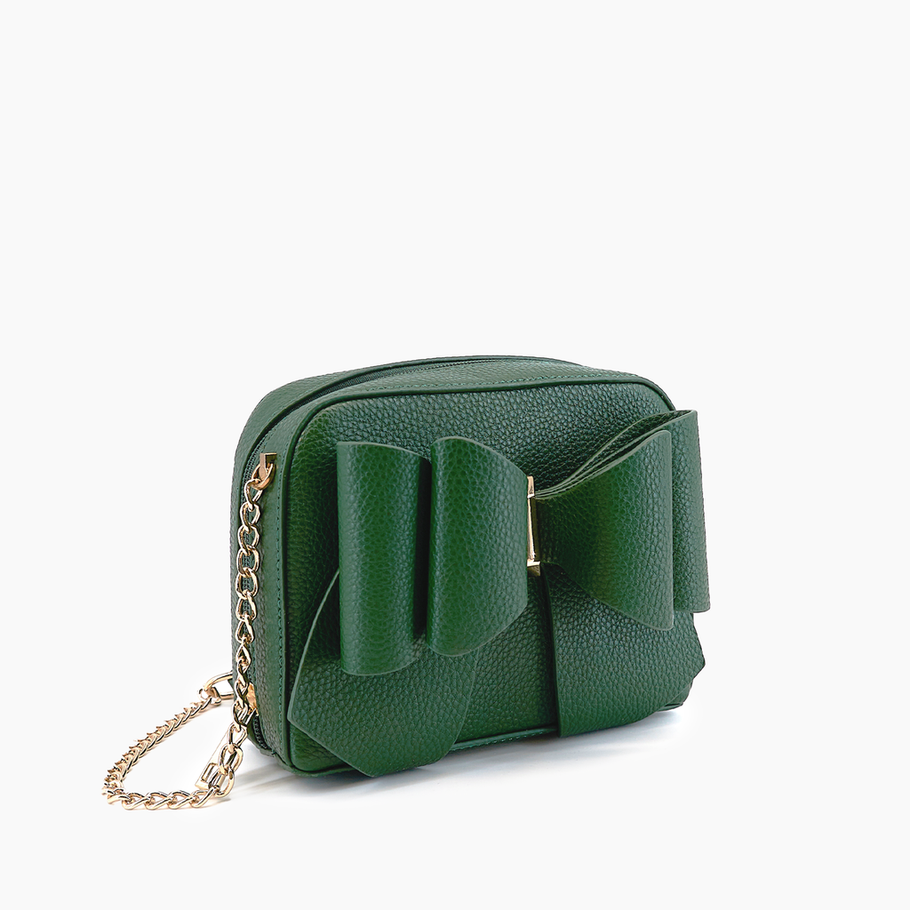 Women's Vegan Leather Long Strap Chloe Bow Mini Crossbody