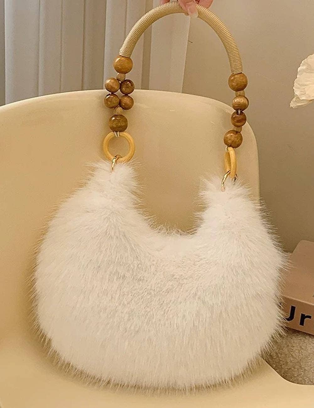 Winter Solid Soft Fluffy Underarm Handbag MK2BLW6W10BBG700