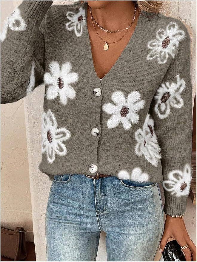 Floral Button Front Cardigan