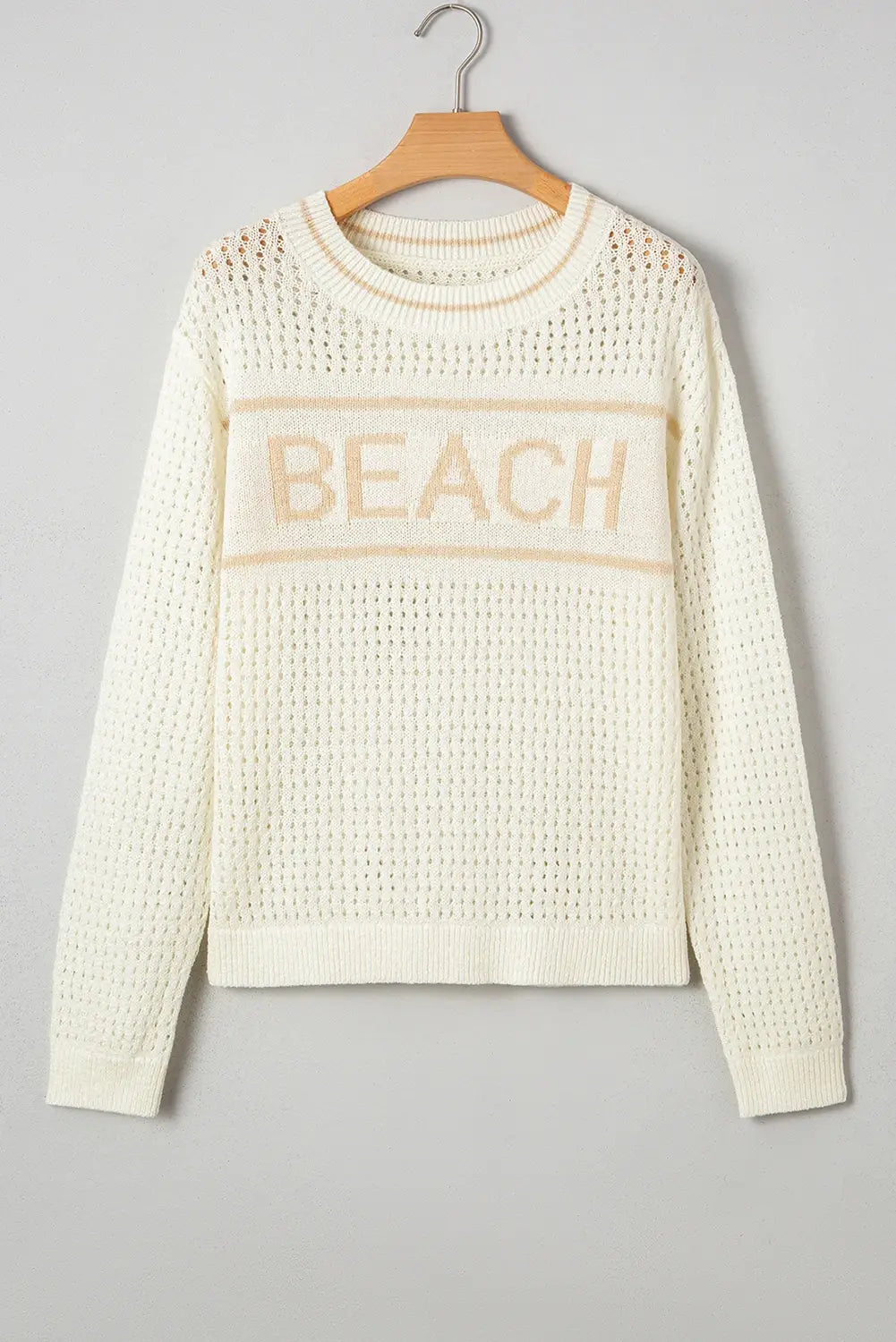 BEACH Hollow Out Knitted Spring Lightweight Dolman Sweater