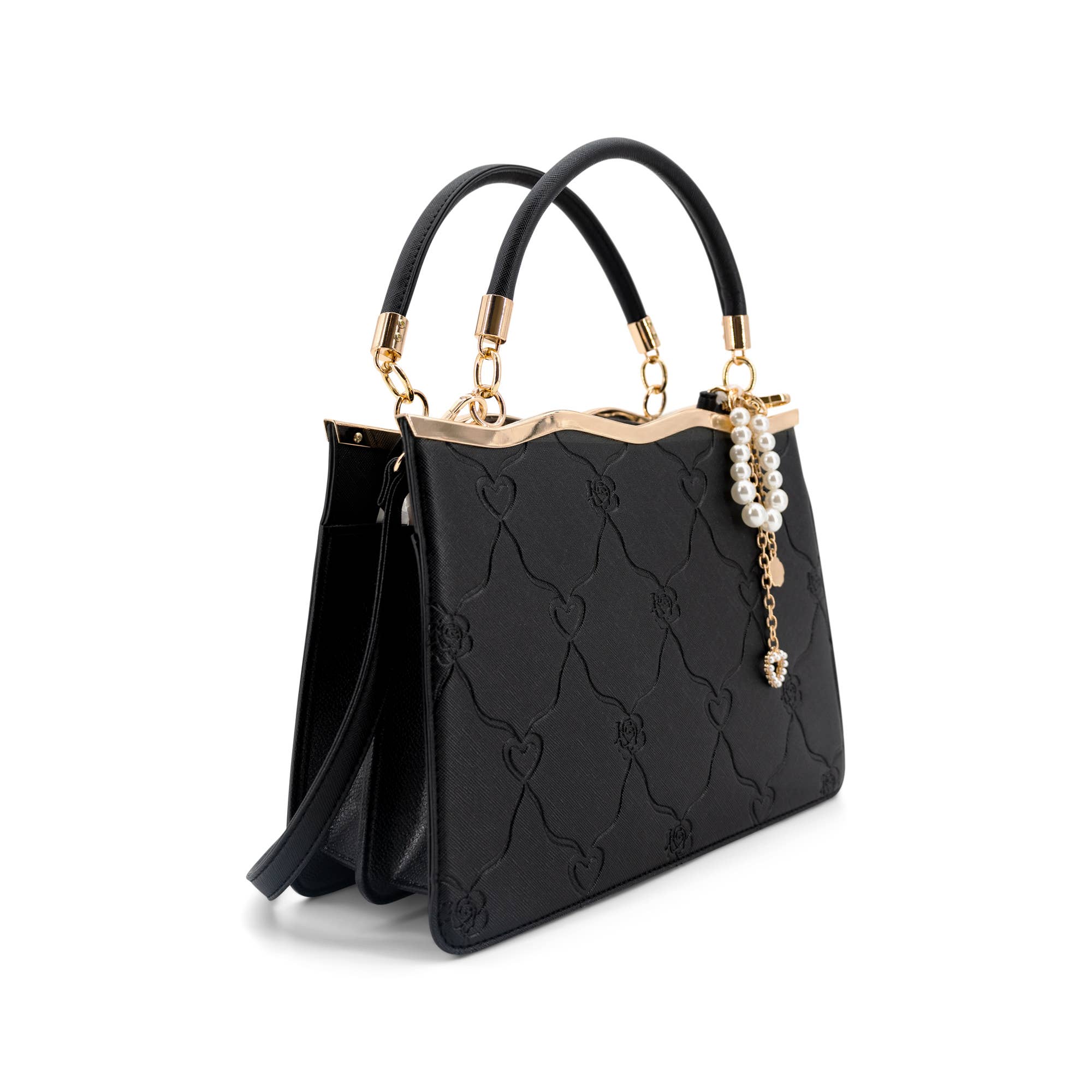 Amara Embossed Heart Top Handle Crossbody Bag