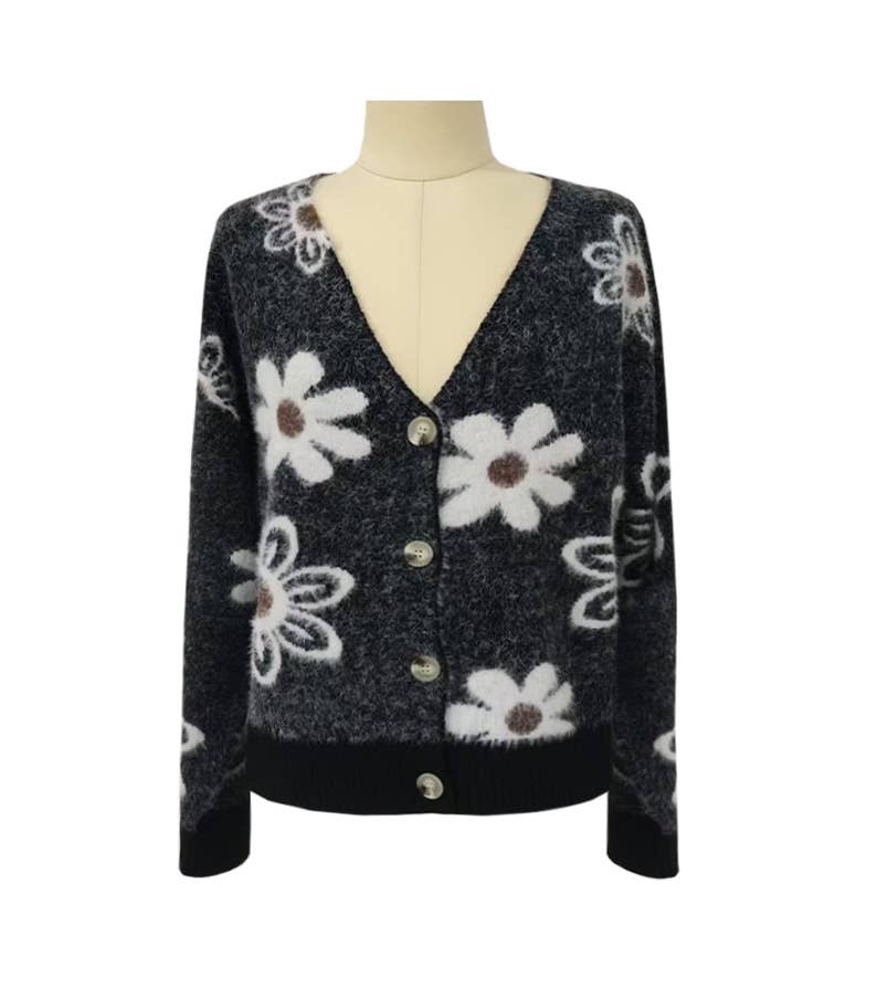 Floral Button Front Cardigan