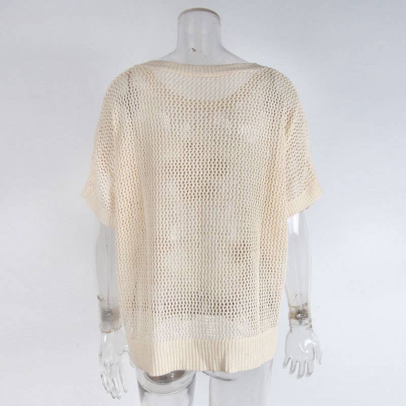 Boho Summer Chic Flower Crochet Hollow Knit Top