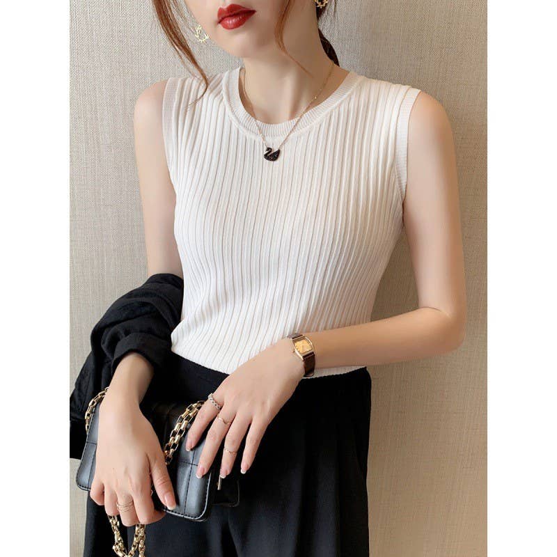 Slim Ice Silk Sleeveless Knit Tank Top