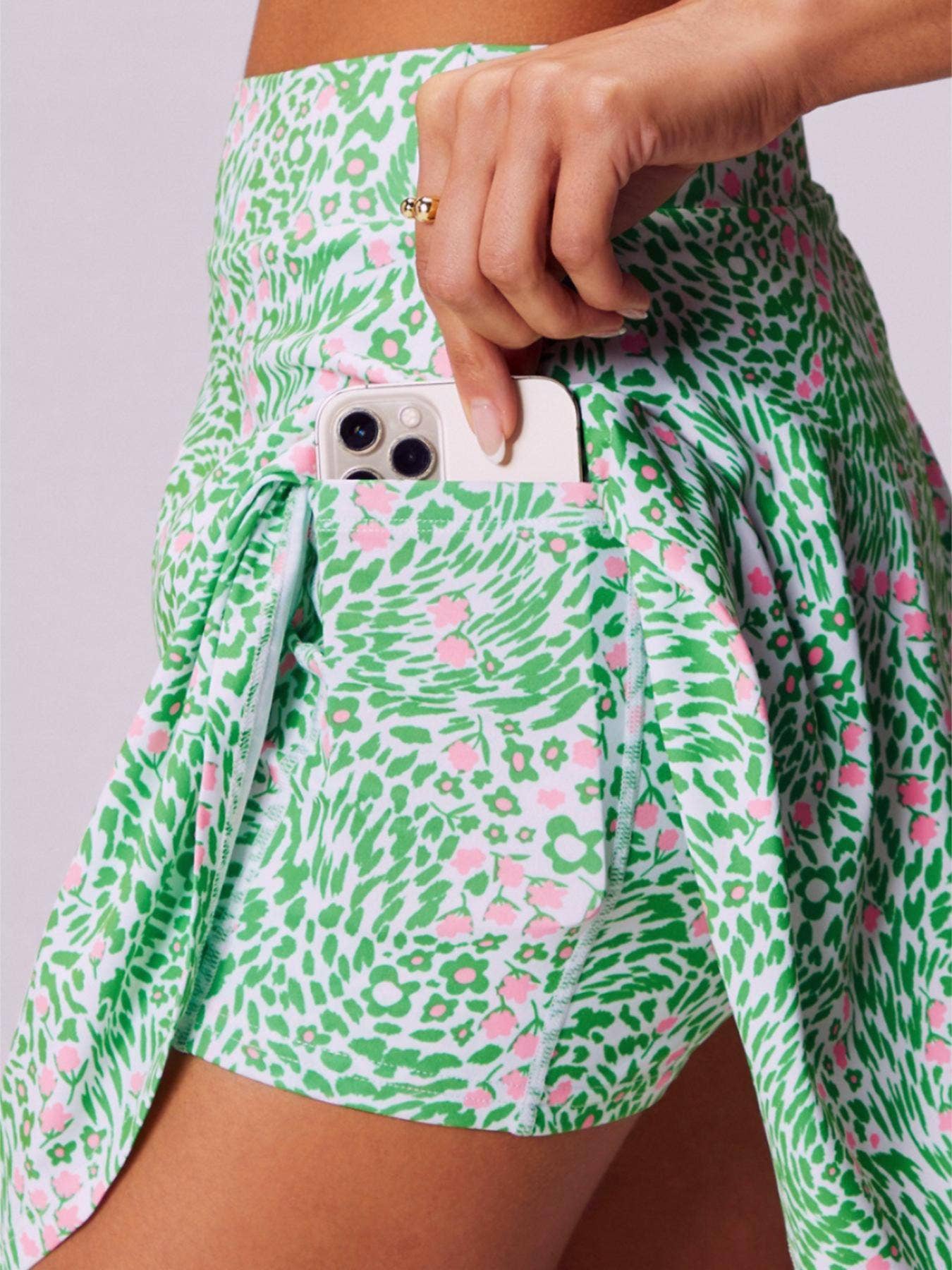 Floral print tennis skort boho athletic skirt with shorts