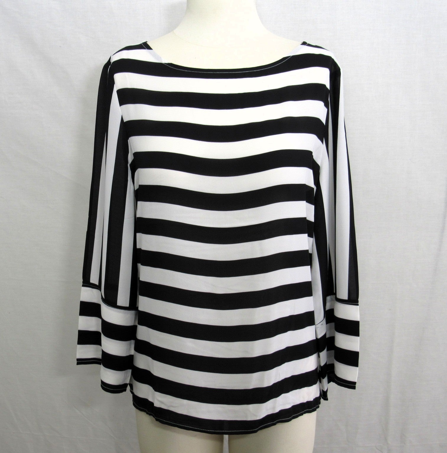 Counterparts Bell Sleeve Pullover Stripe Blouse