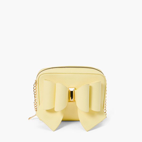 Women's Vegan Leather Long Strap Chloe Bow Mini Crossbody