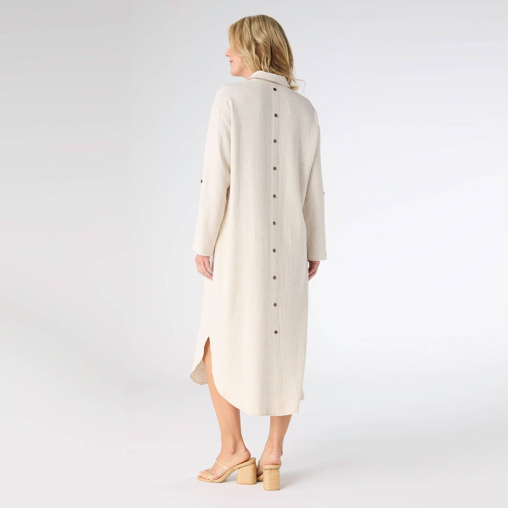 Keira Long Sleeve Dress with Back Button Detail