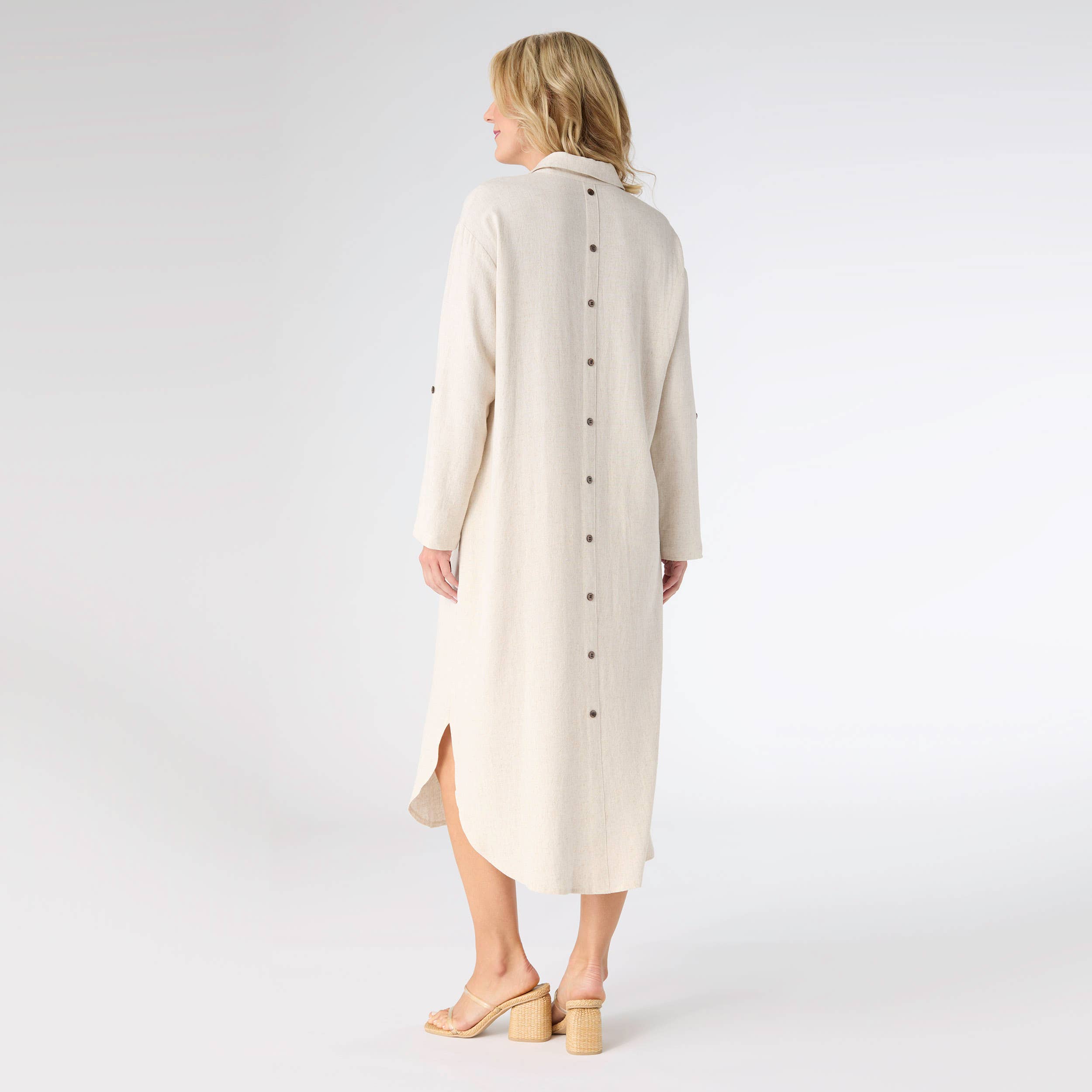 Keira Long Sleeve Dress with Back Button Detail