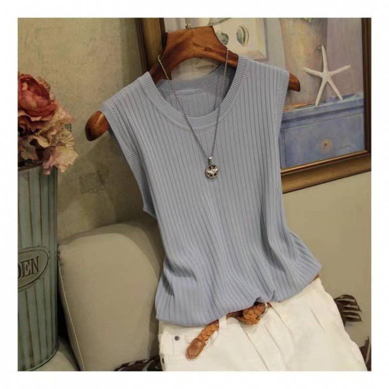 Slim Ice Silk Sleeveless Knit Tank Top