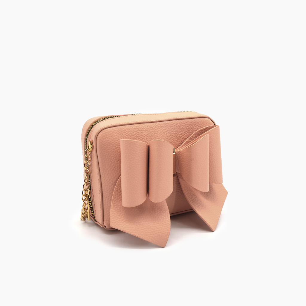 Women's Vegan Leather Long Strap Chloe Bow Mini Crossbody