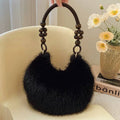 Winter Solid Soft Fluffy Underarm Handbag MK2BLW6W10BBG700