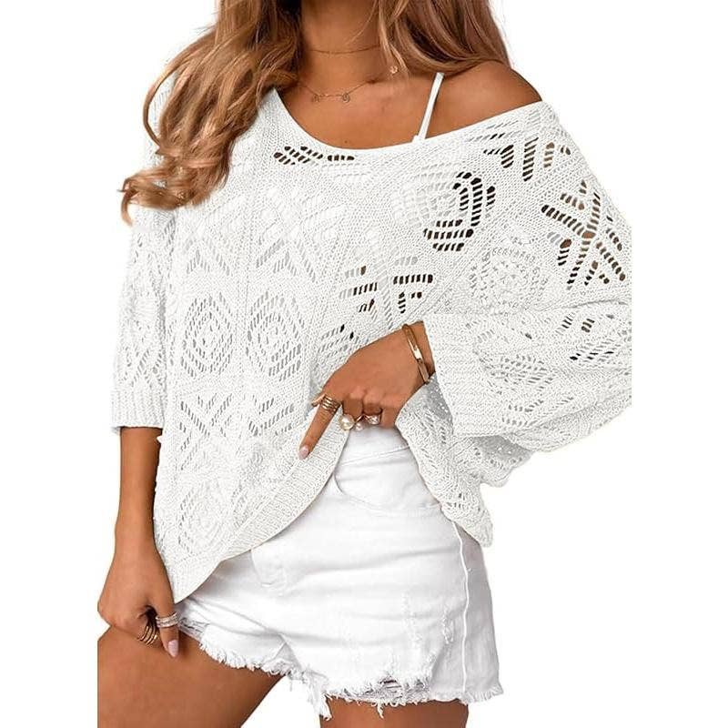 Bohemian Crochet Pattern Batsleeve Beach Knit Top