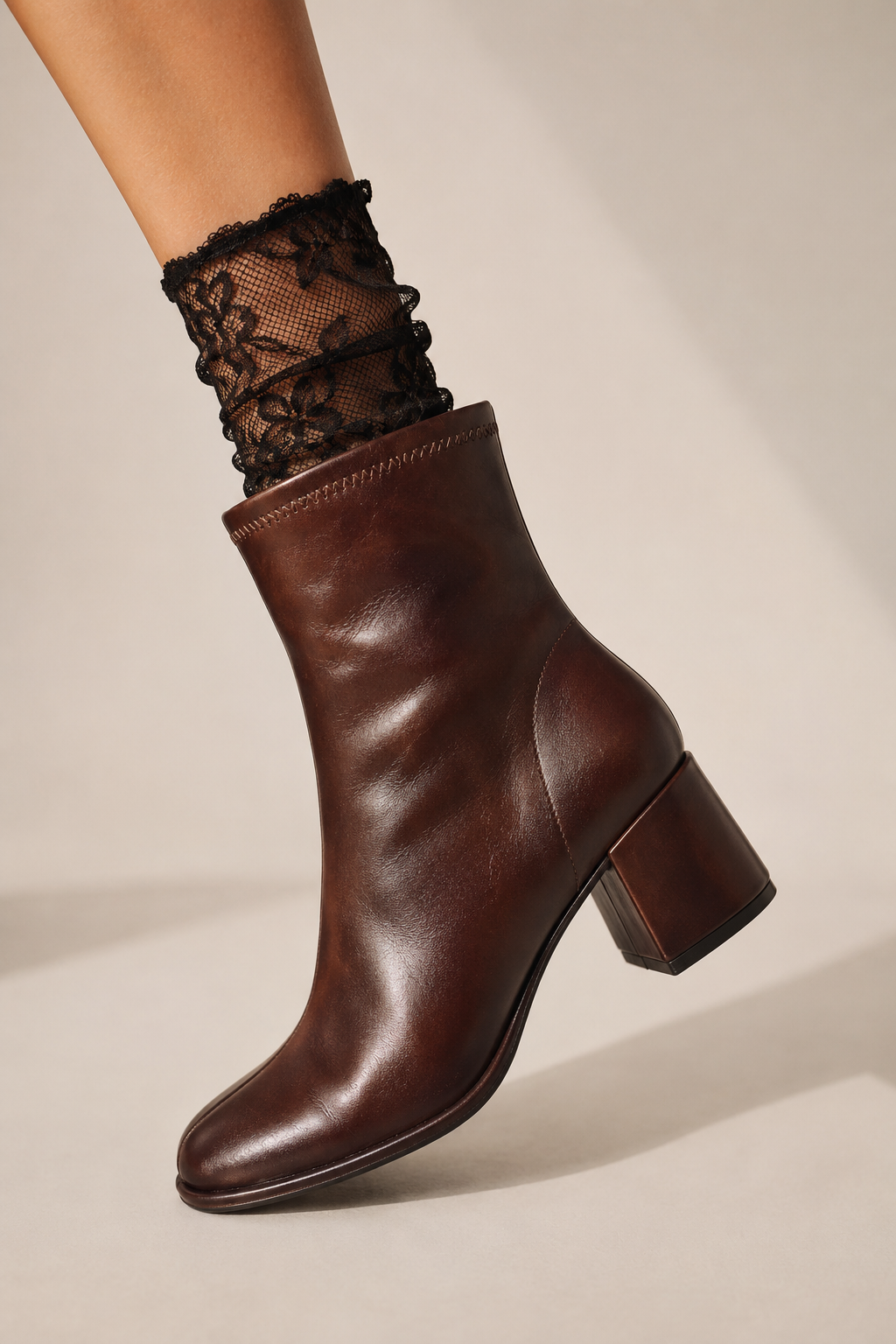 Block Heel Mid Calf Ankle Fall Boot