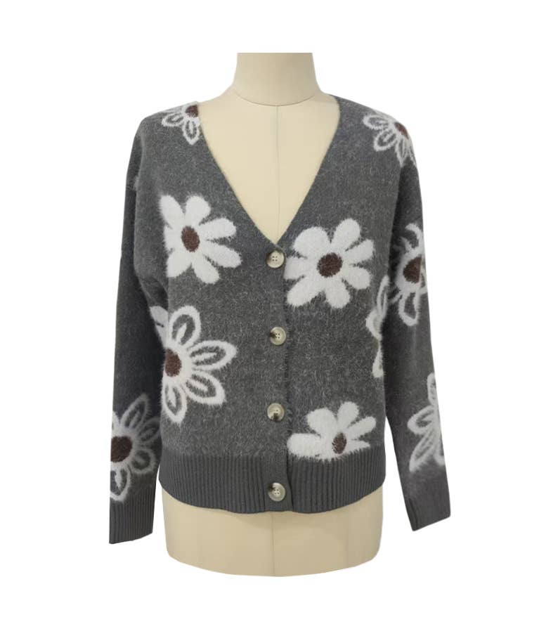 Floral Button Front Cardigan