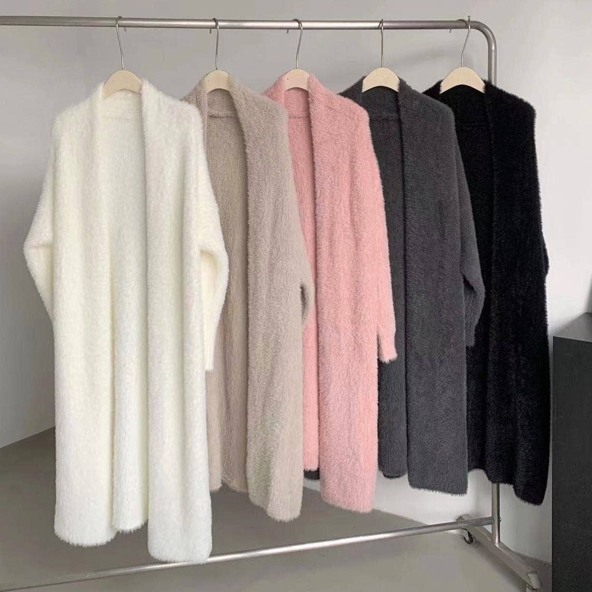 Leisure loose fluffy Knit long Cardigan