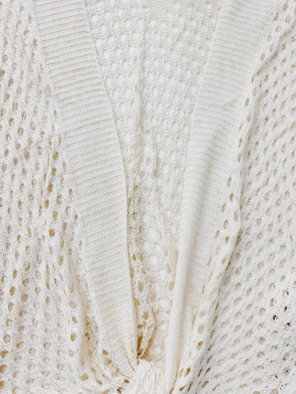 Eyelet Open-Knit cover up Cardigan with Front Tie