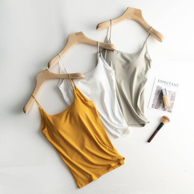 Cotton blend camisole daily regular basic self bra tank top