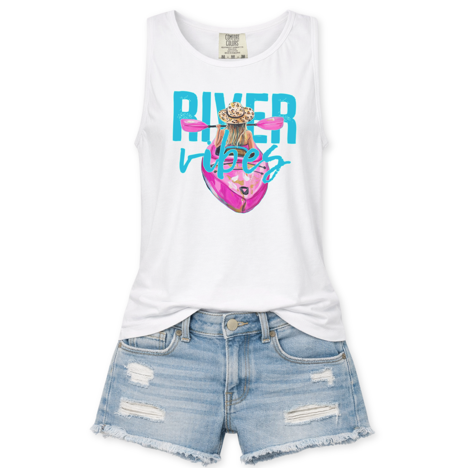 River Vibes Summer Graphic Comfort Colors Tank Top