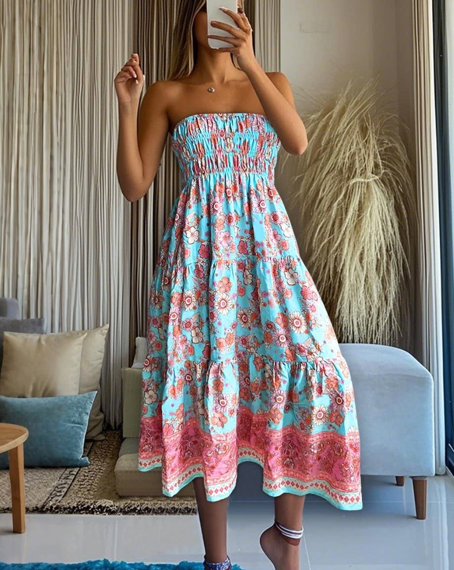 Swing Style Bohemia Ethnic Floral maxi skirt