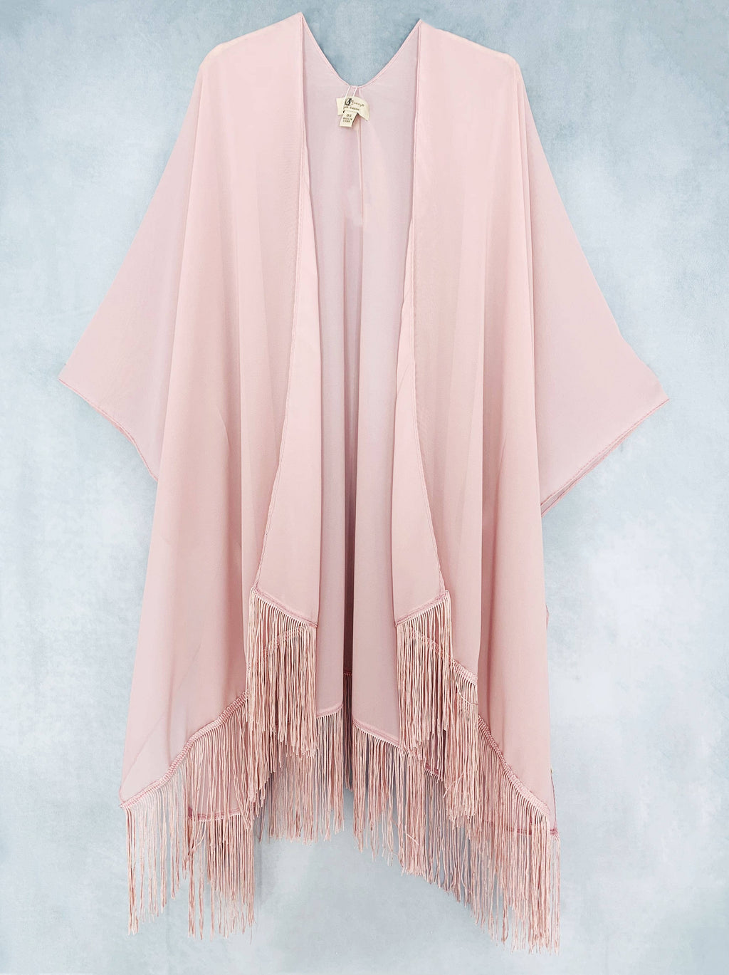 22 Colors-JC070901 Fringe-Detailed Solid Chiffon Kimono