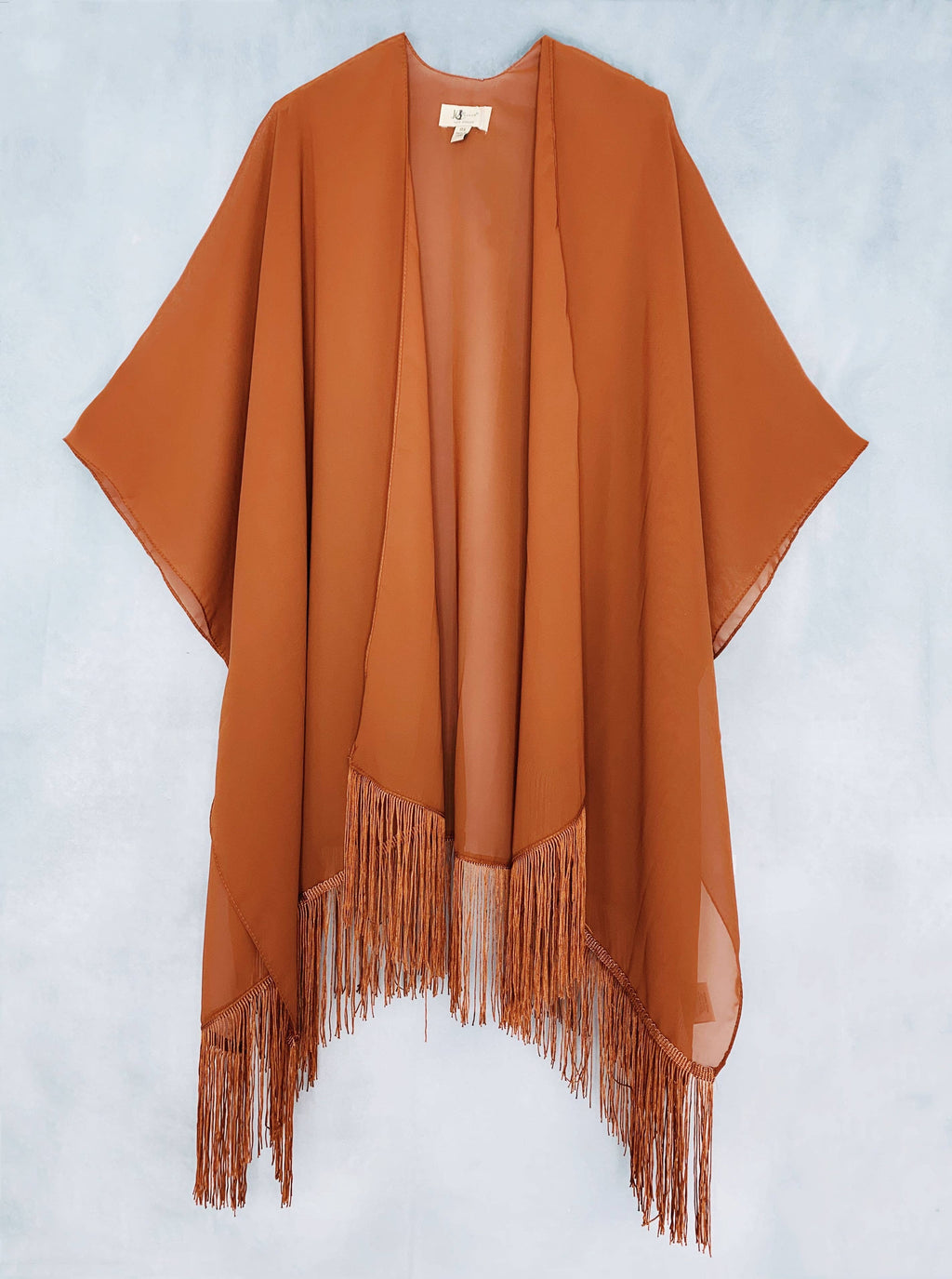 22 Colors-JC070901 Fringe-Detailed Solid Chiffon Kimono