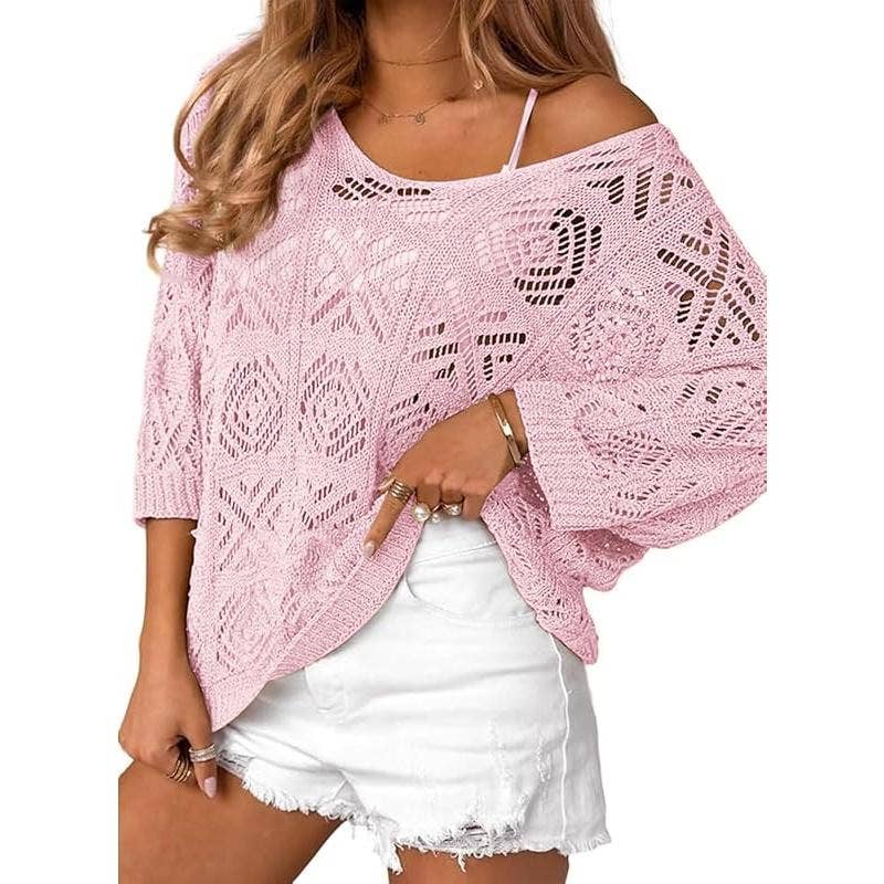 Bohemian Crochet Pattern Batsleeve Beach Knit Top