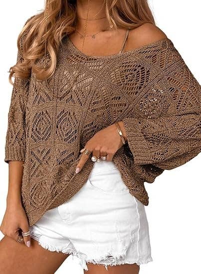 Bohemian Crochet Pattern Batsleeve Beach Knit Top