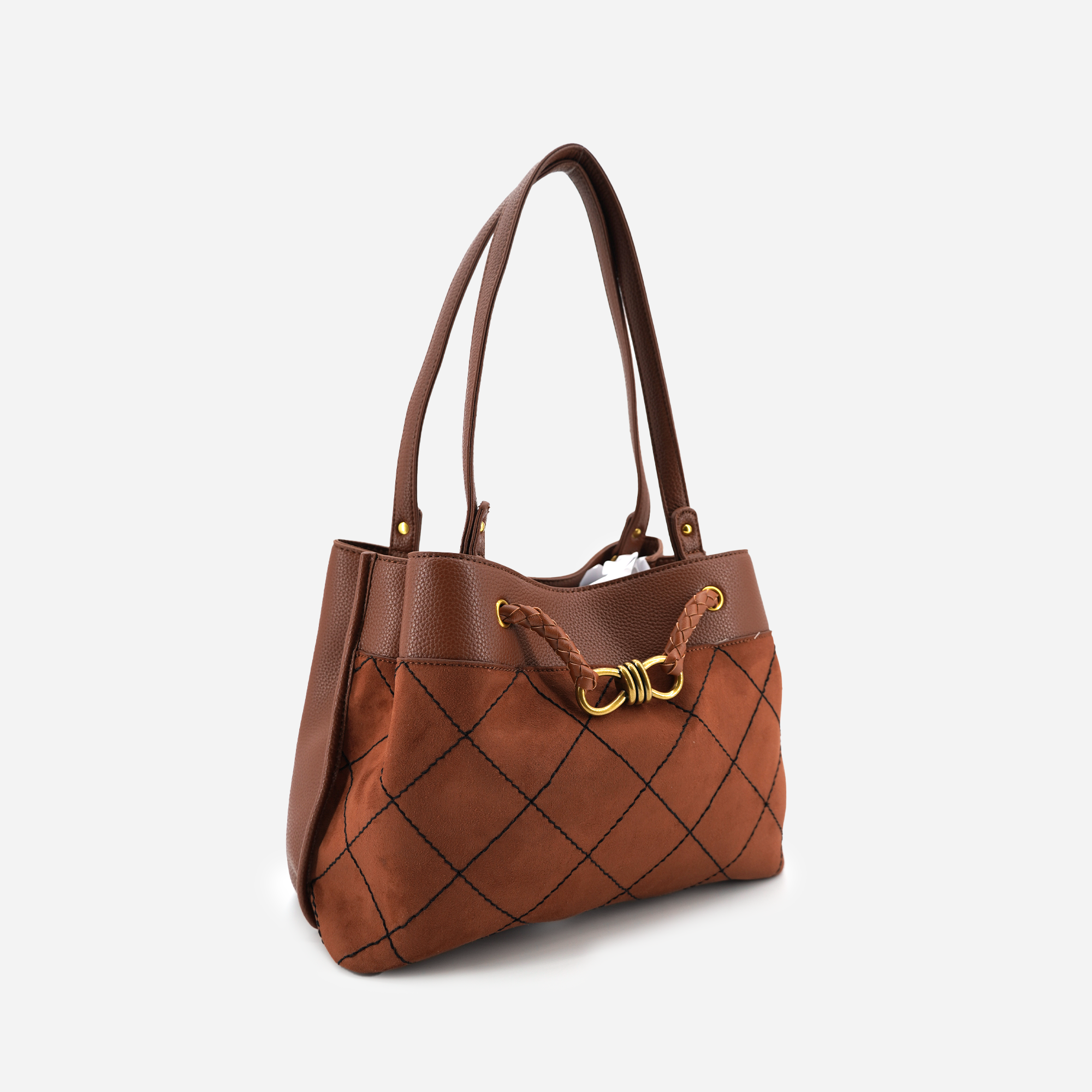 Velvet Knot Quilted Shoulder Women's Tote Bag