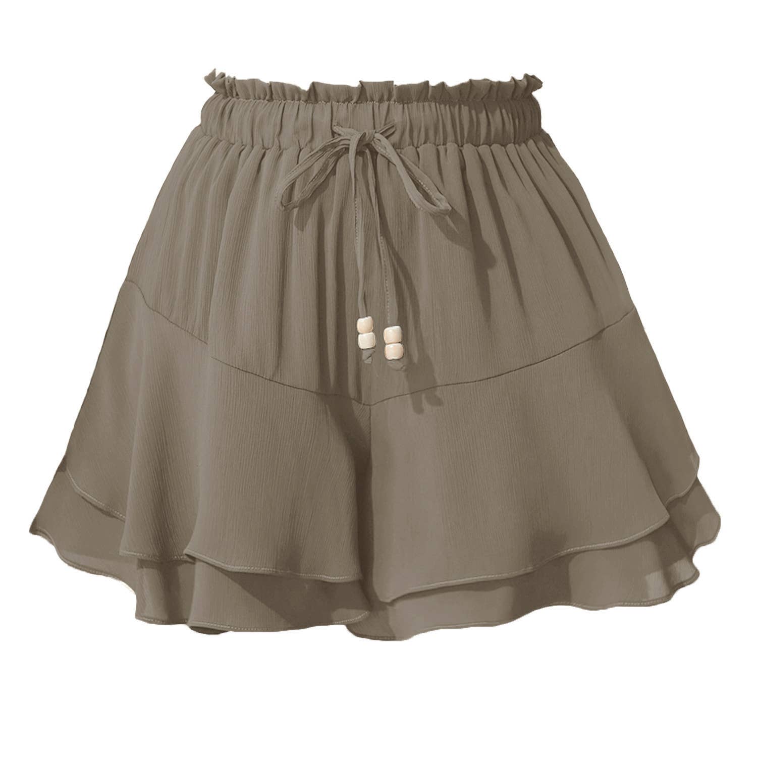 Drawstring tiered ruffle skirt beach boho skort