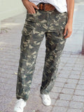 Camouflage Print Multi Pocketed Jeans