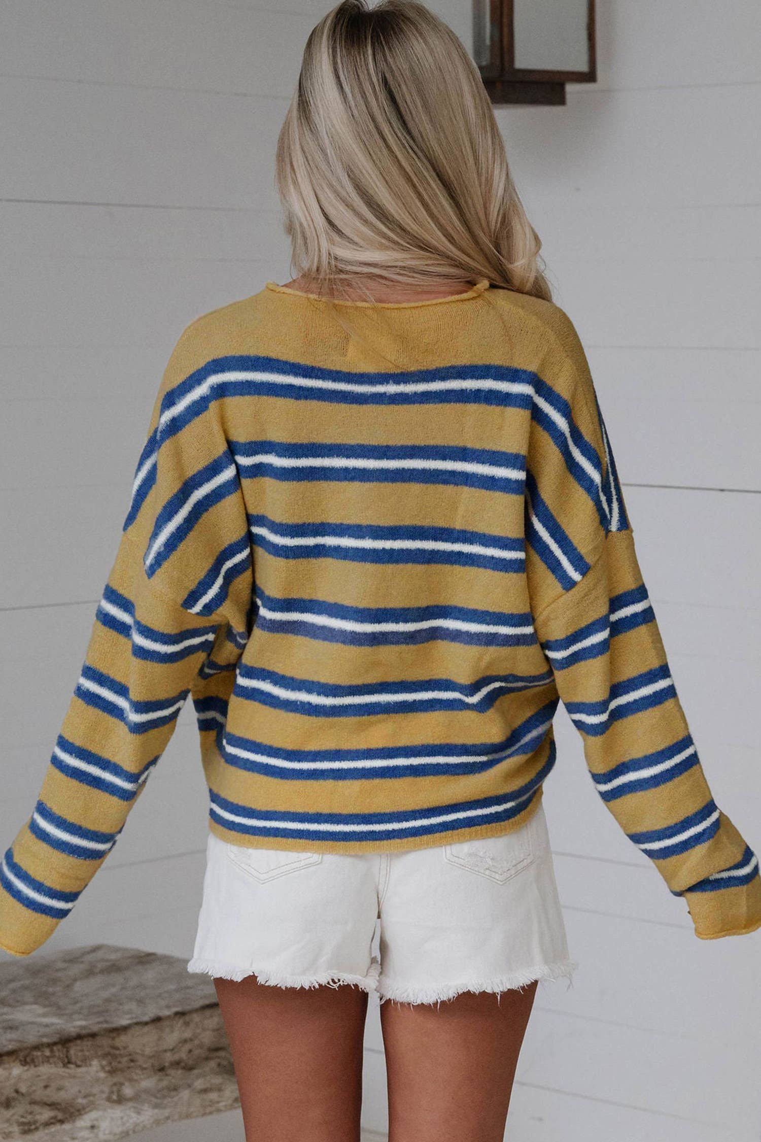 Button Front Long Sleeve Drop Shoulder Sweater Cardigan
