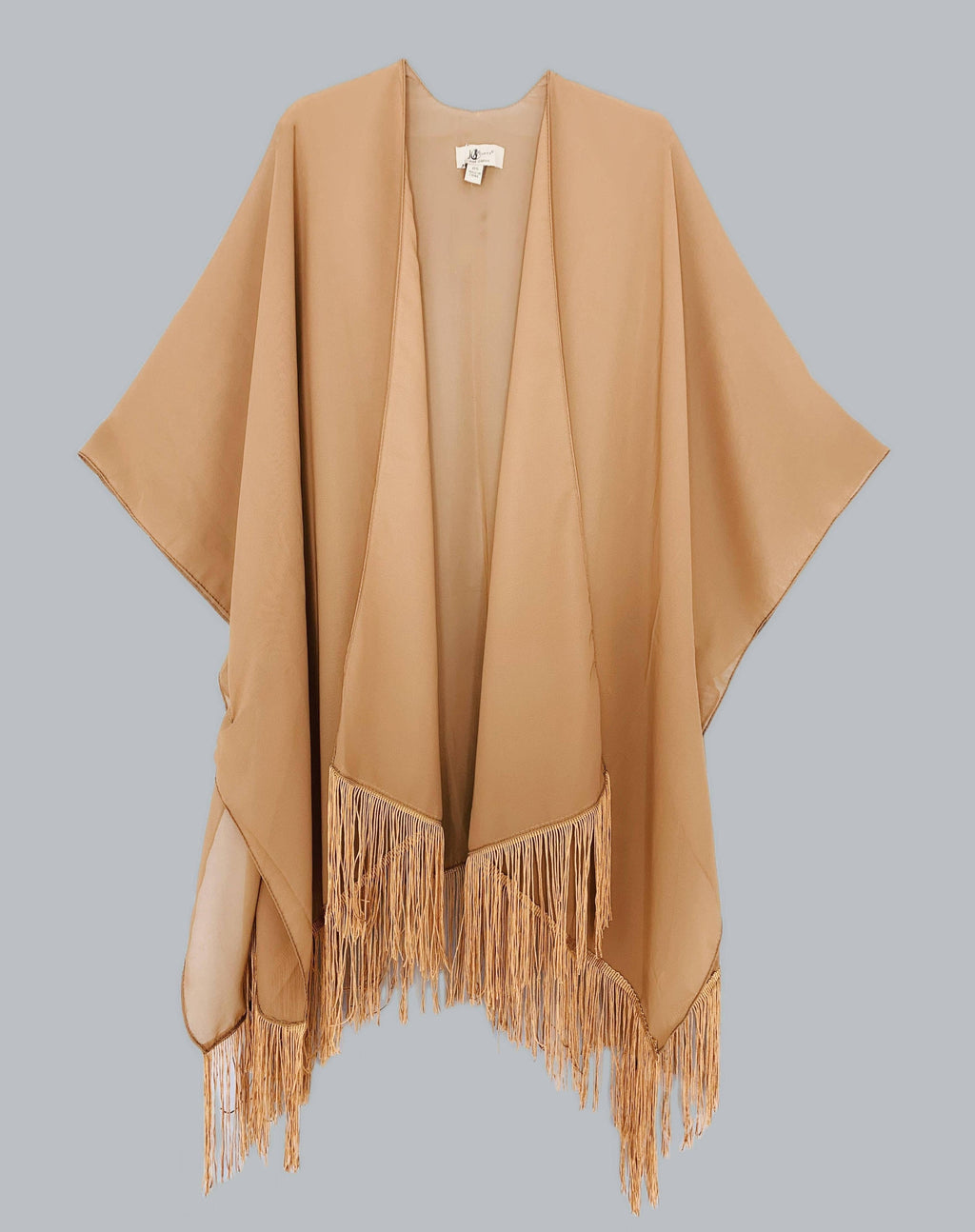 22 Colors-JC070901 Fringe-Detailed Solid Chiffon Kimono