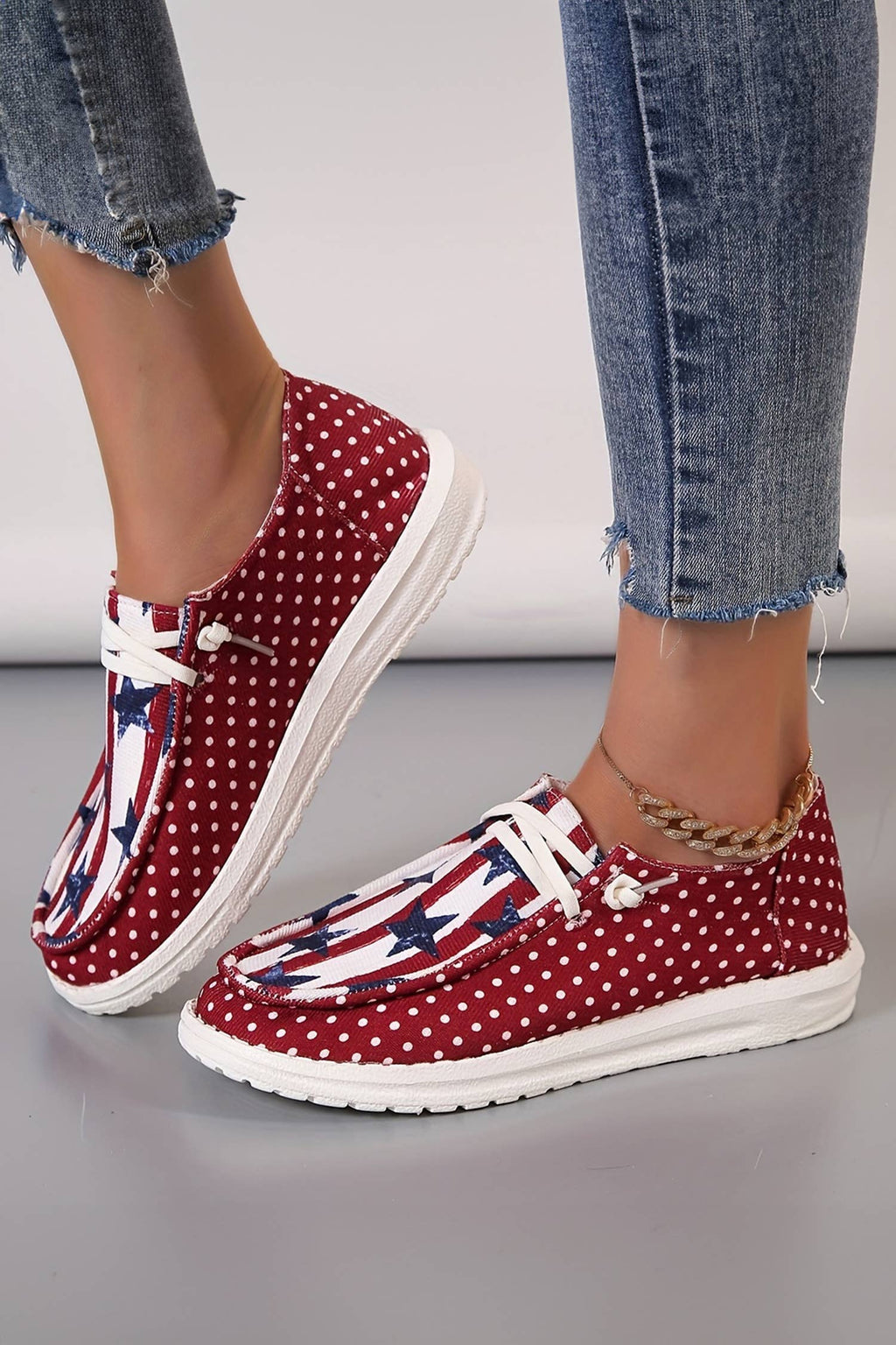 Polka Dot Stars and Stripes Independent Day Casual Shoes