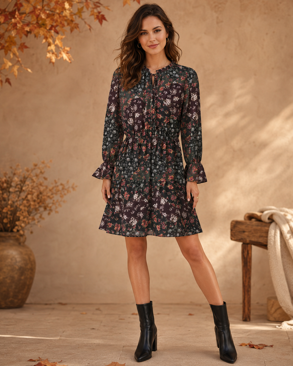 Georgette Floral Tiered Dress