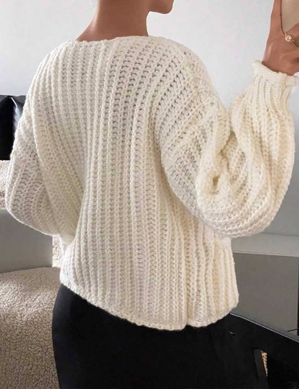 Round Neck Loose Long Sleeve Knit Cardigan MK2BLW6W1SCD17