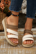 Tan Khaki Platform Wedge Sandals shoe
