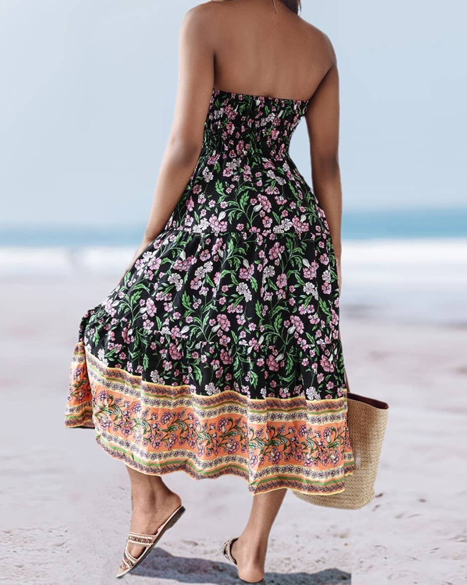 Swing Style Bohemia Ethnic Floral maxi skirt