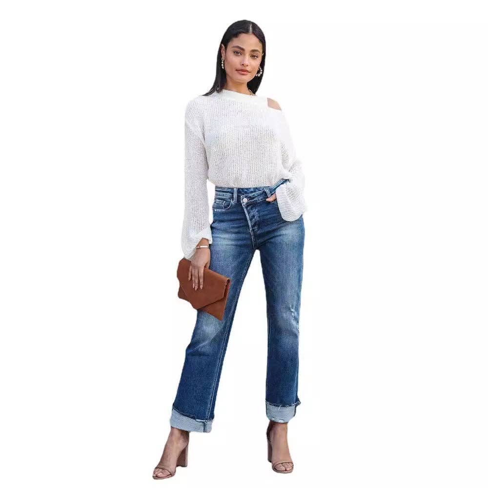 Washed Denim Pant Straight Leg Jeans DPP3019
