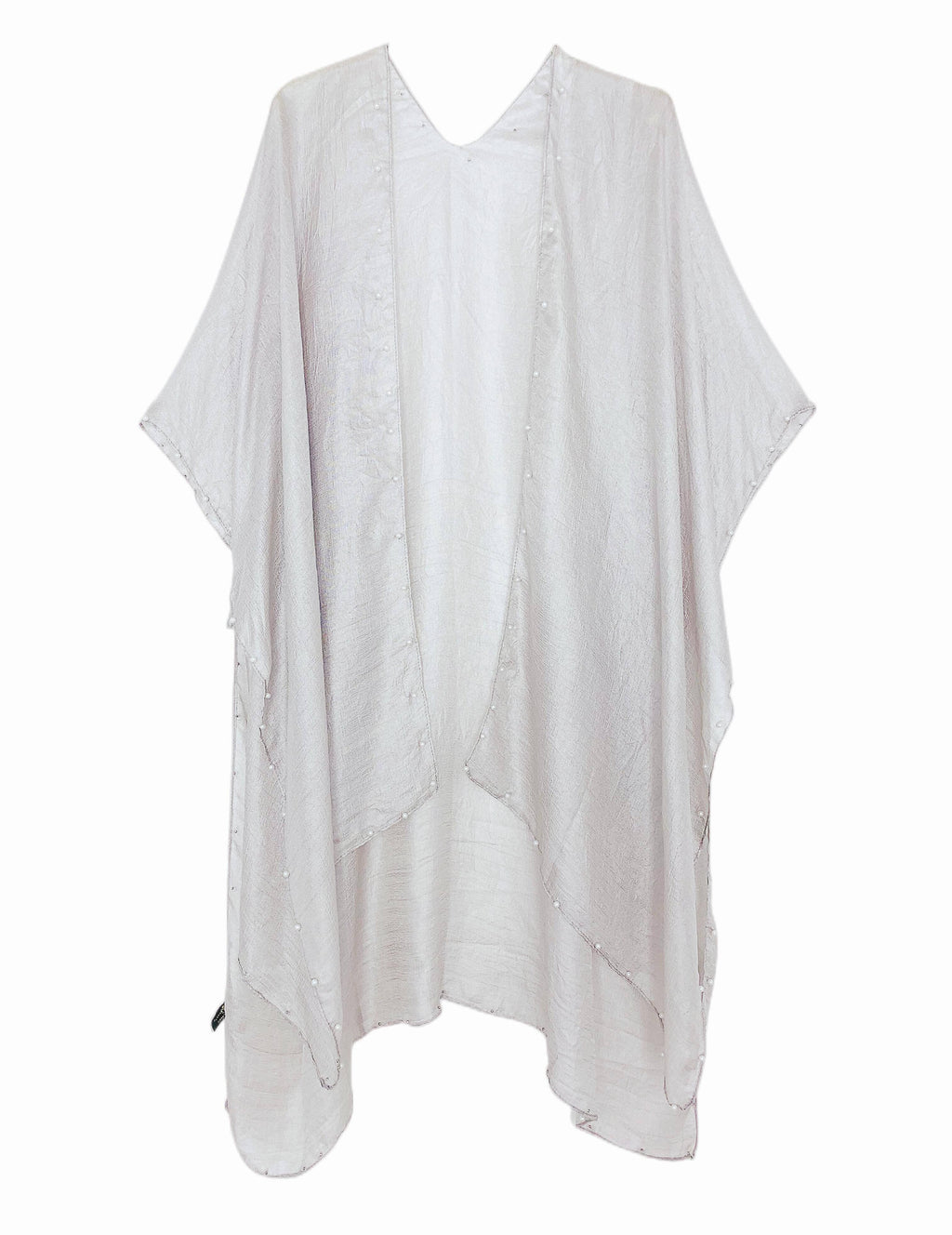 JC062557 Airy Pearl-Trim Silk-Blend Layering Kimono Cover-Up