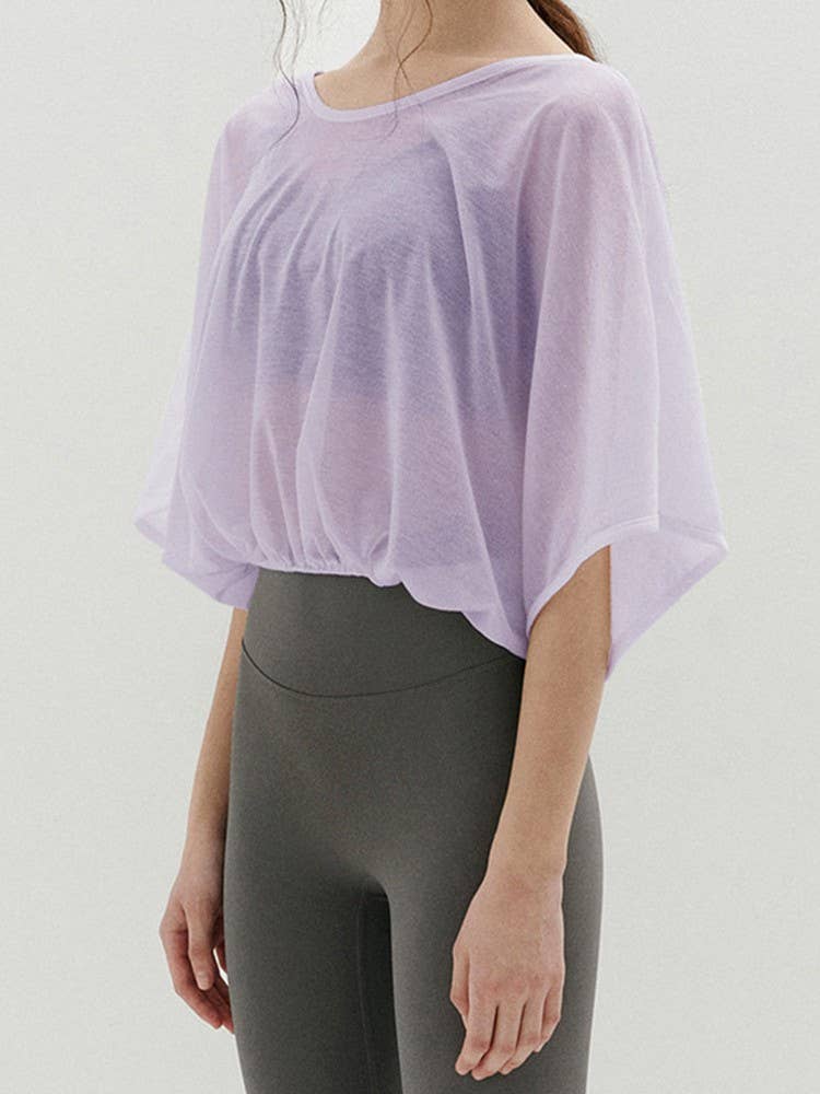 Airy slouchy wrapped cutout back workout cover up top