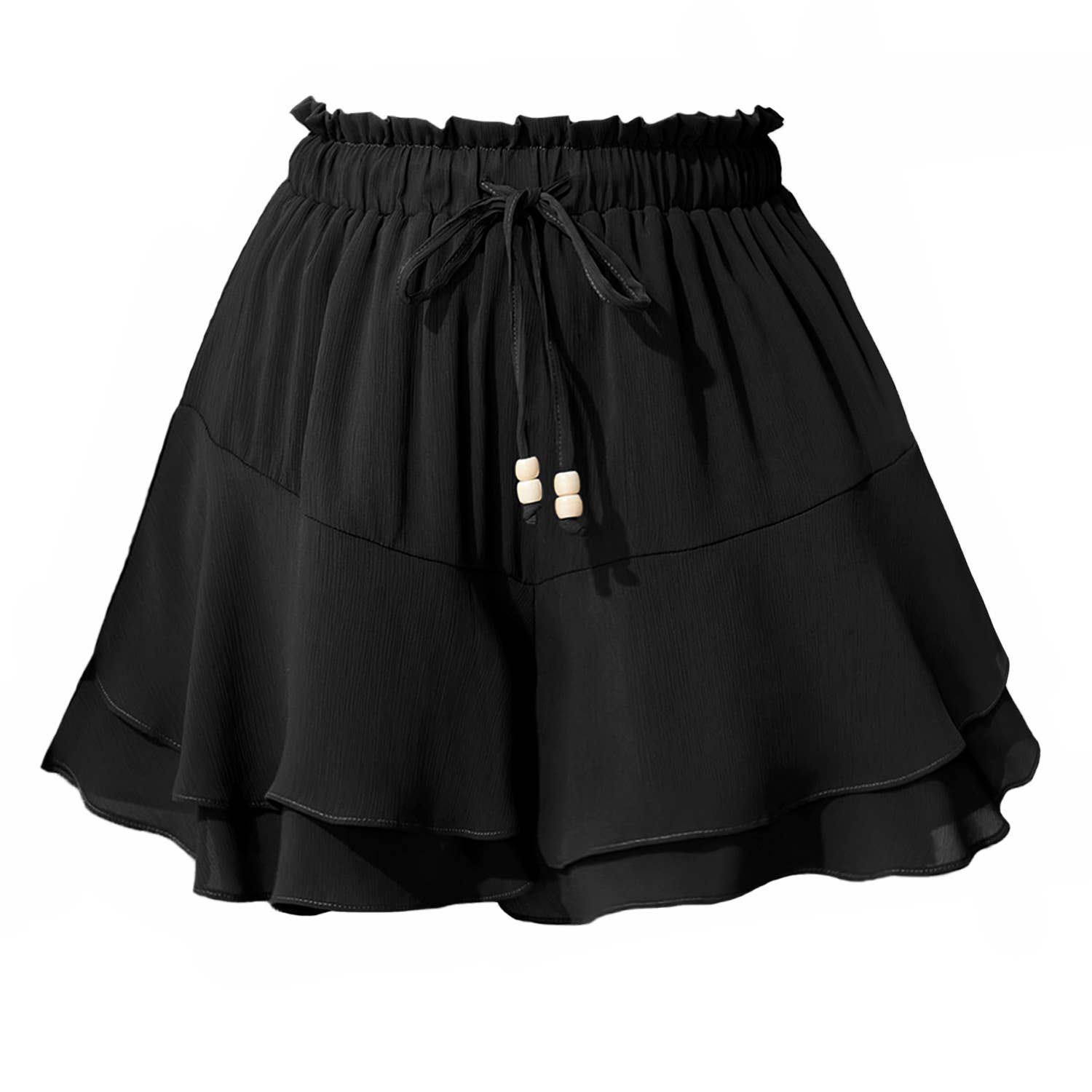 Drawstring tiered ruffle skirt beach boho skort