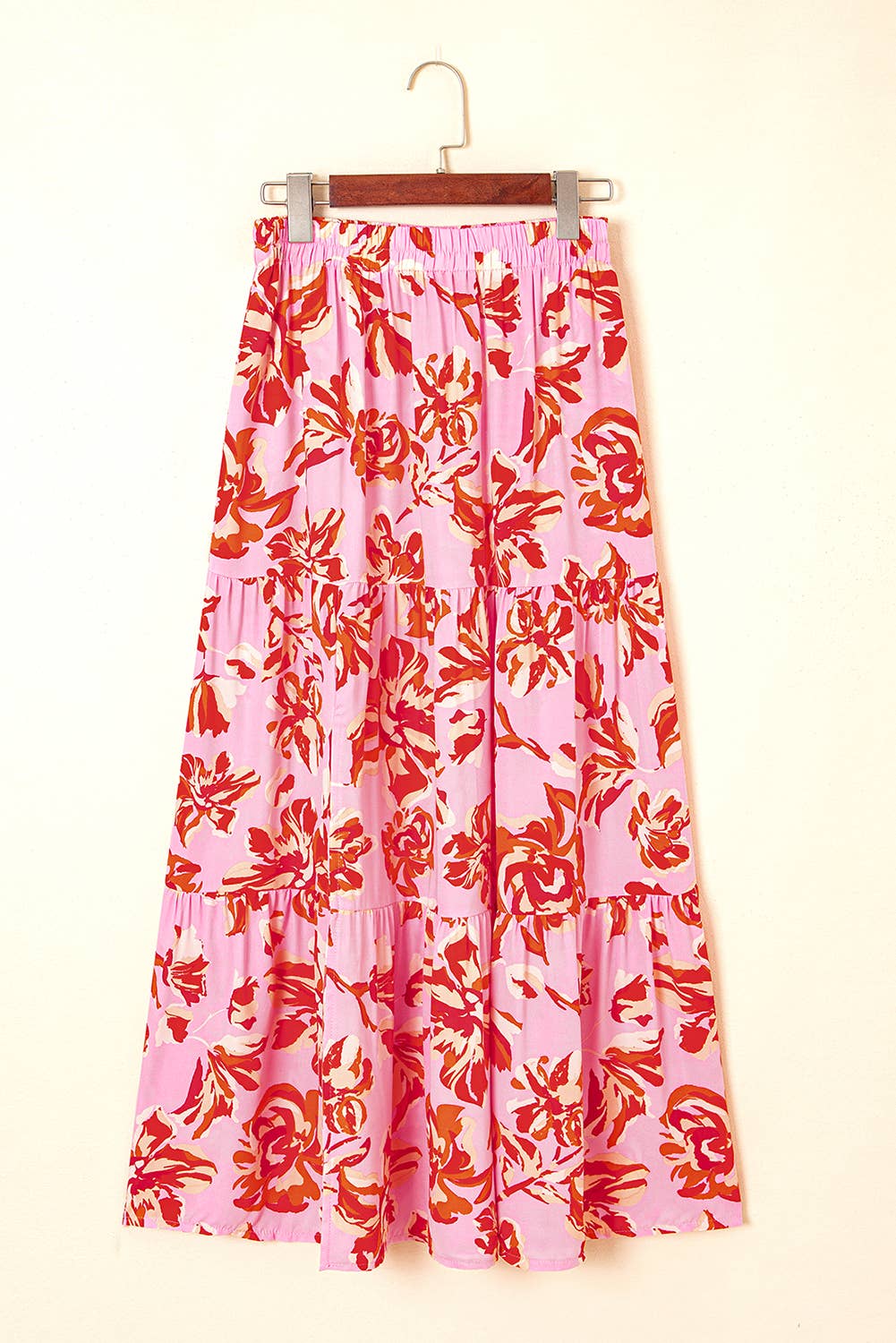 Bohemian Floral Print Tiered Maxi Skirt