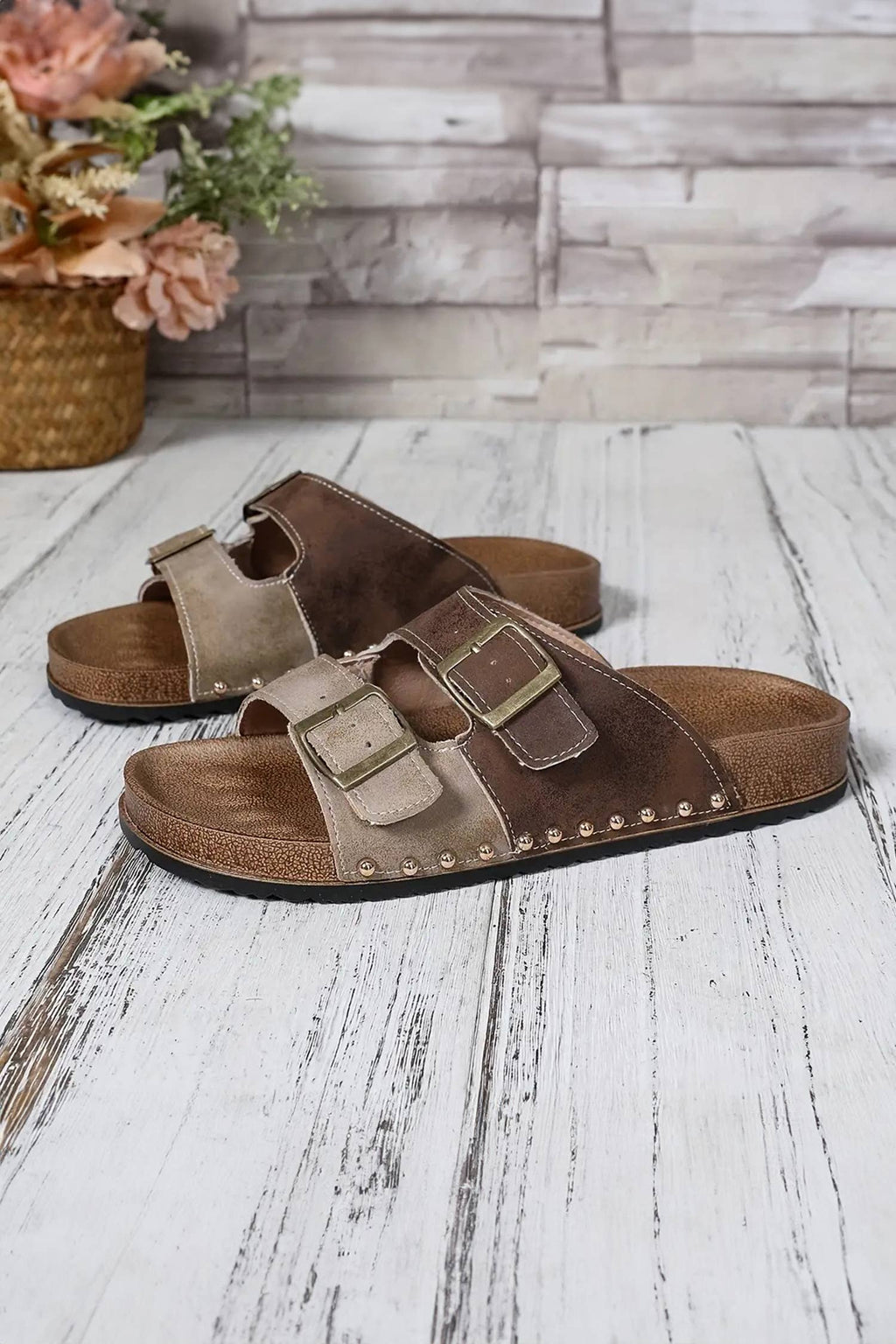 Western Suede Rivet Hollow Out PU Leather Slip-on Shoes