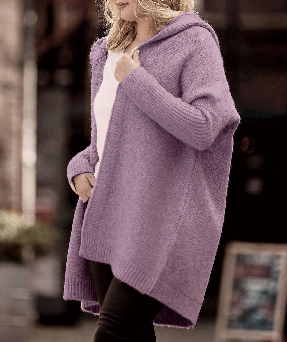 Thickened hoodie knitted cardigan