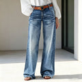 Loose high-waisted wide-leg straight-leg pants