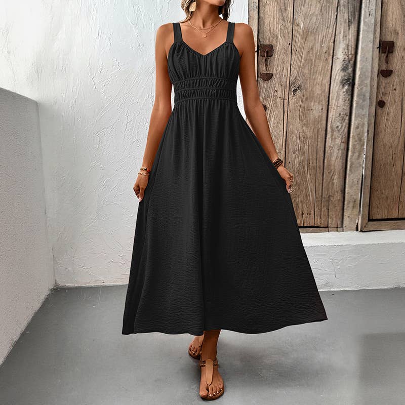 Sleeveless Red Summer Maxi Dress