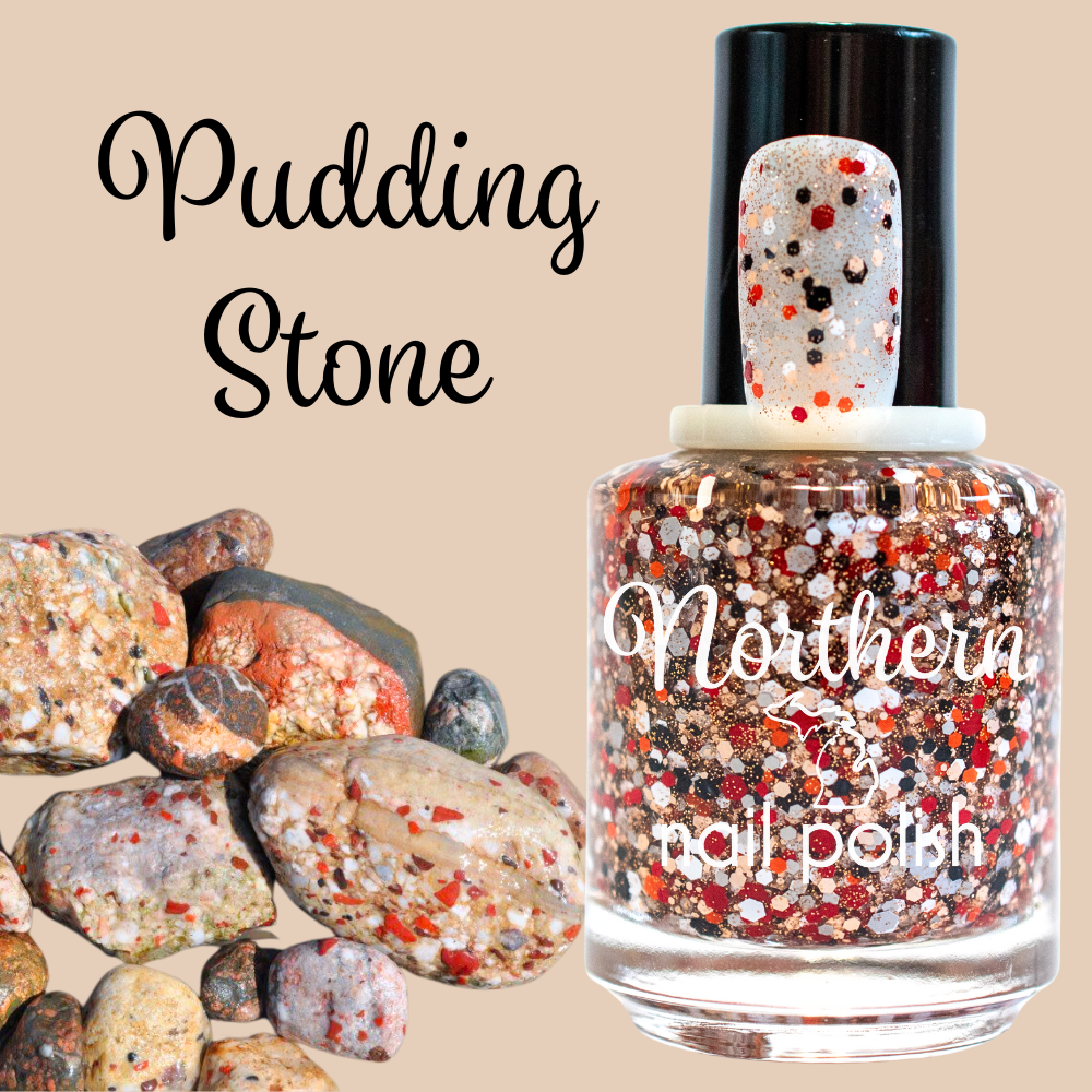 Pudding Stone ~ Nail Polish Vegan Michigan Rocks Glitter Non